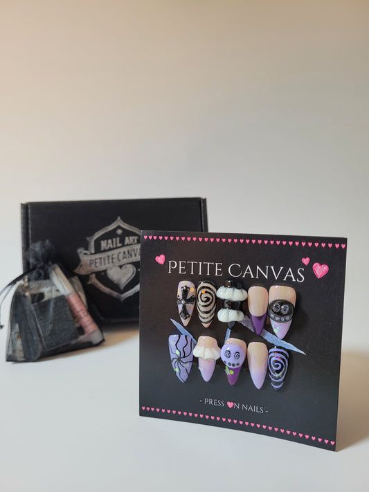 Not a Labubu whimsical press-on nail set with Petite Canvas gift box and application kit